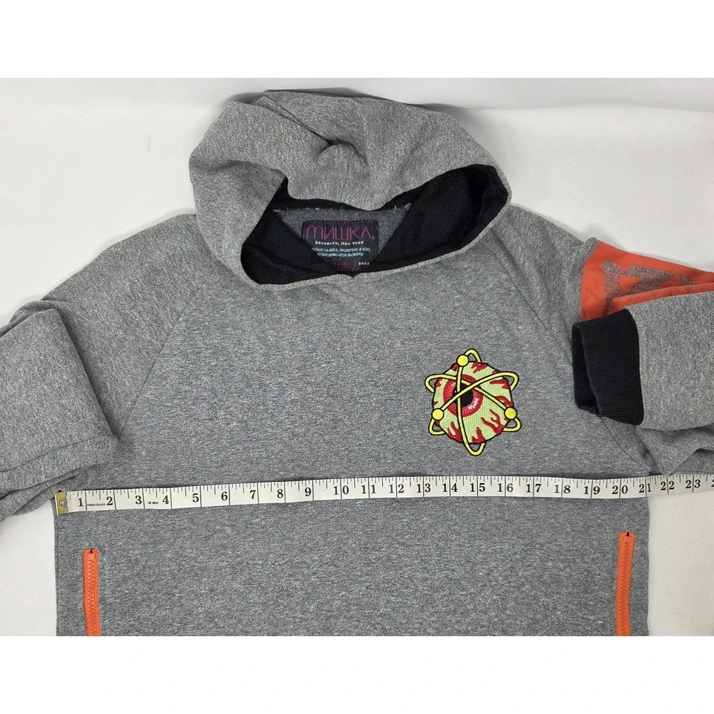 MNWKA NYC Eyeball Hoodie Mens Large Keep Watch Big Eye Side Zip‎ Gray Streetwear